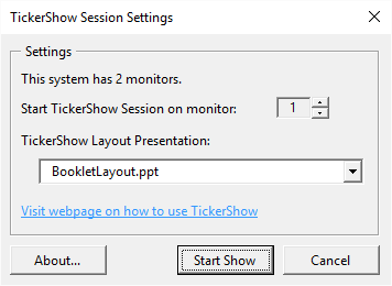 TickerShow Session Settings