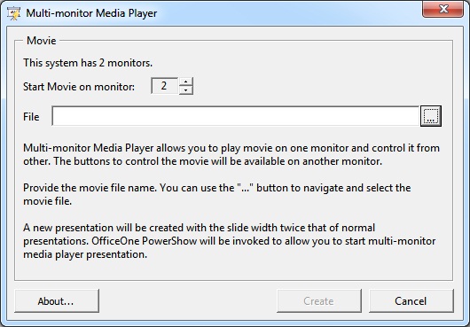 PowerShow Multi-monitor Media Player Dialog
